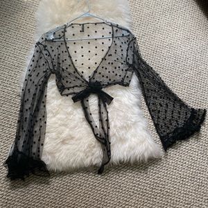 🖤SOLD🖤 Black Polka Dot Cropped Shawl